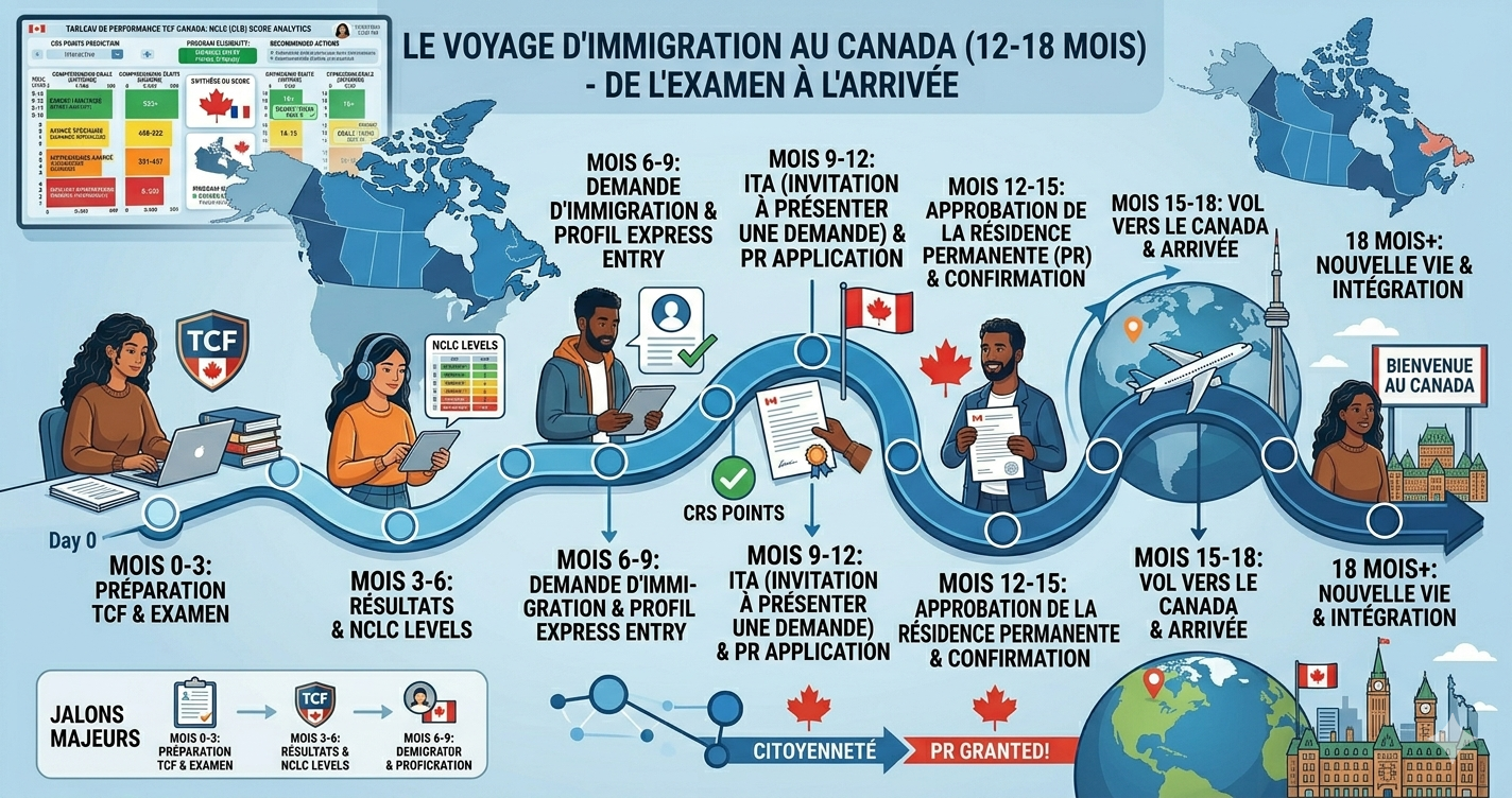 Timeline TCF Canada à Arrivée Canada: Parcours Complet du Test à l&rsquo;Atterrissage